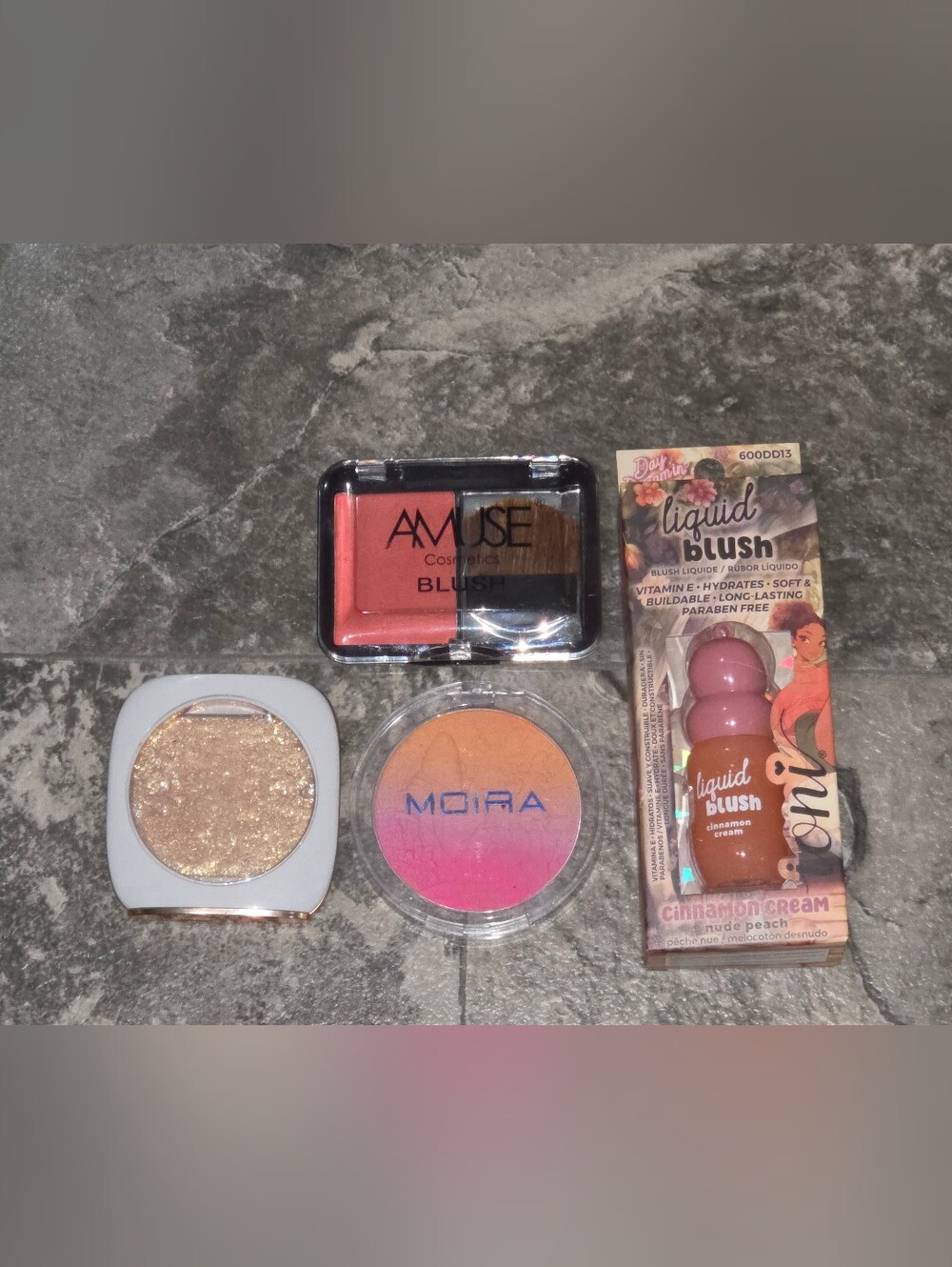 Makeup Bundle- Moira, Ioni & Amuse Blushes + Flower Beauty Highlighter